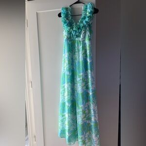NWT! Lilly Pulitzer Amber Long Chiffon Dress. Size 0